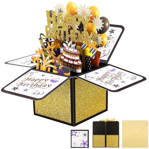 3D Pop Up Birthday Greeting Cards,Personalised Birthday Gifts Kids Happy Birthday Card with Envelope and Message Card for Girls,Boys,Women and Men