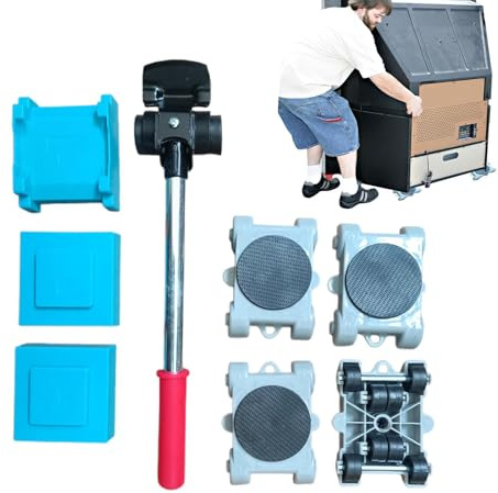 Attrezzo per movimentazione di elettrodomestici pesanti, con ruote, set di attrezzi per sollevamento mobili, carico 250 kg, cursori per mobili, per divano, tavolo, frigorifero, armadio, pianoforte