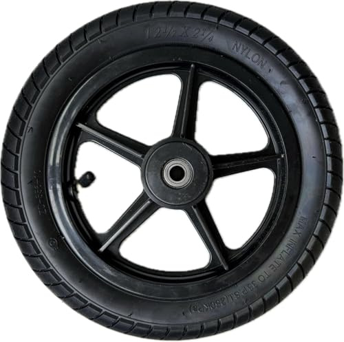 Rueda trasera para silla de ruedas de 12 pulgadas, rueda completa, rueda de repuesto, resistente neumático de bicicleta de 12 1/2 x 2 1/4 pulgadas, versátil (1)