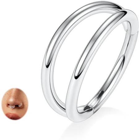 AROWRO Double Nose Ring G23 Titanium Septum Piercing Conch Helix Daith Rook Tragus Cartilage Nose Piercing Jewelry Lip Ring 20G 18G 16G