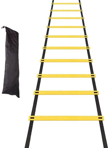 Agility Ladder Trainer, Speed Exercise Tool, Footwork Practice Equipment, Adjustable Rung Design, Storage Bag Included, for Football Basketball Soccer Tennis Hockey Drills, 196.85x15.75 inches