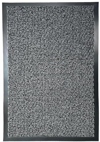 Door Mats Indoor 120cm x 240cm Grey, Washable indoor Outdoor Rugs Matts, Heavy Duty Non-slip Entrance Mat, Super Absorbent Front Door Mat Kitchen Hallway Bath Barrier Rugs (Grey & Black, 120 x 240 cm)