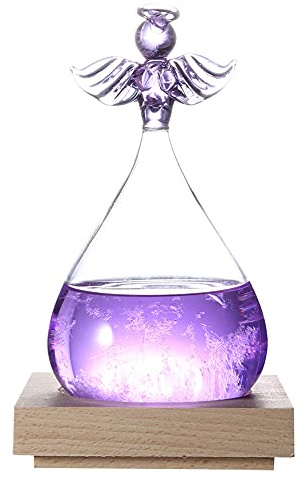 Vidrio meteorológico, pronosticador meteorológico, barómetro de vidrio, pronóstico creativo para interiores con forma de decoración de ángel para familiares y amigos, hogar y (Púrpura)