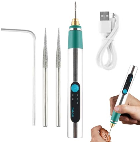 Penna incisore - Macchina per incisione portatile e facile da usare per principianti, pennarello rotante ricaricabile con velocità - per artisti, fai da te, gioielli, legno, perline,