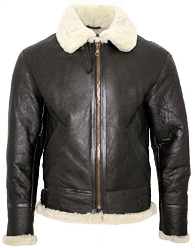 Infinity Herrencreme B3 Schaffell-Weltkrieg-2 Bomber-Leder Fliegen Fliegerjacke XL