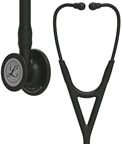 3M Littmann Cardiology IV Stethoskop für die Diagnose, 6163, Black-Edition Bruststück, Schlauch, Schlauchanschluss und Ohrbügel in Schwarz, 69 cm