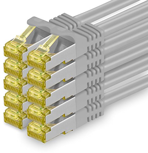 1aTTack.de Câble Réseau Cat7 Cat 7 10 GB/s SFTP - 10x 1m - RJ45 Ethernet LAN DSL Routeur Modem - Gris