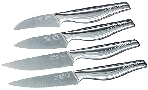 NIROSTA Swing-Messer-Set, Verschiedene Messer mit Funktionsteil aus hochwertigem Edelstahl, Premium-Messer mit rutschfestem Griff, hochwertige Messer für jeden Anlass(Farbe:Silber),Menge:1x4er Set
