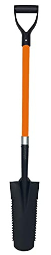 Ashman Drain Spade Teeth Shovel (1 Pack) - 48 Inches Long Handle Spade with D Handle Grip - Durable Handle with a Thick Metal Blade - Multipurpose Premium Quality Orange Shovel.