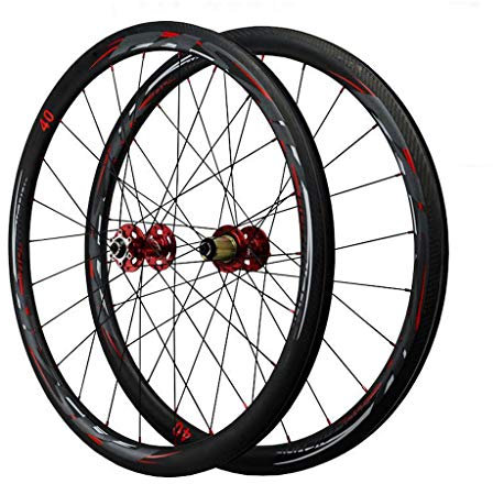 LvTu Fahrradräder Rennrad Kohlefaser Radsatz 700C Fetter Ring Scheibenbremse Rad, Vorderrad - 835g / Hinterrad - 925g (Size : 55mm)