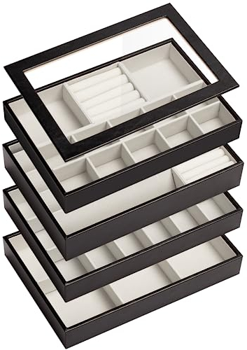ADEL DREAM Vassoio Impilabile per Gioielli Contenitore per Cassetti-Contenitore per Gioielli da Donna Abce nero