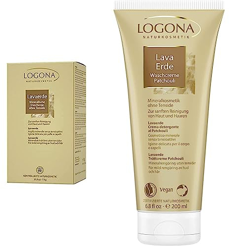 LOGONA Naturkosmetik Lavaerde Pulver, Ghassoul & Lavaerde Waschcreme Patchouli