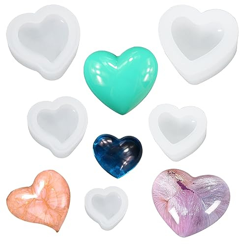 GYSRXS 5 Pièces Moule Silicone Coeur 3D Transparent de Moule à Savon Moule Bougie Coeur Moule pour le Savon Fait Main la Bougie Artisanal Bricolage Moules
