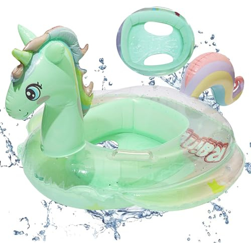 Anello di Nuoto per Bambini, Salvagente Gonfiabile Unicorno, Salvagente Neonato, Anello di Nuoto Gonfiabile con Seggiolino per Bambino, Ciambella Gonfiabile Neonato per Infant 6 Mesi a 3 Anni(B)