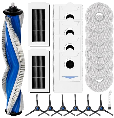 Zubehörset für ECOVACS DEEBOT X5 Omni/X5 Pro Roboterstaubsauger mit 1 Rollenbürste, 2 HEPA-Filter, 6 Wischtücher, 4 Staubbeutel, 6 Seitenbürsten, 1 Reinigungsbürste, Ersatzteile für Kehrmaschinen