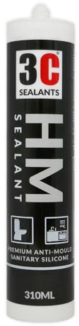 3C Sealants HM Sealant Anti-Mould Sanitary Silicone (Black, 310ml)