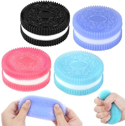 AOOTE Doux Squeeze Jouets Biscuit, 4 Pièces Jouets Anti-Stress Oreo Squishy Taba, Squishy Biscuit, Biscuit Stress Relief Toy, pour l'Autisme Accessoires de Jeux