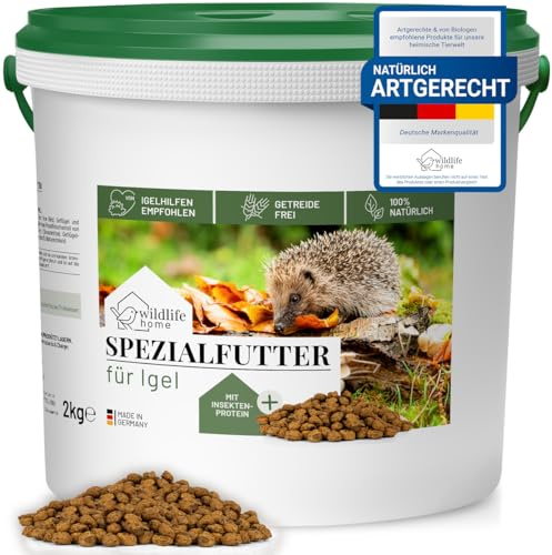 wildlife home Mangime per ricci raccomandato dagli aiuti per animali selvatici, senza cereali, 2 kg – cibo speciale adatto per ricci con proteine degli insetti per un rifornimento energetico ottimale