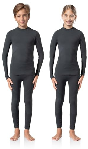 Risalti Maglia Termica Bambino Bambina e Calzamaglia Energy - Tuta Termica Bambino Unisex, Intimo Traspirante Senza Cuciture, Lupetto e Leggings Elasticizzati, Sci, Calcio, Ciclismo - Made in Italy