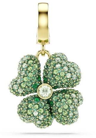 Swarovski Charm Idyllia, Quadrifoglio, Verde, Placcato color oro