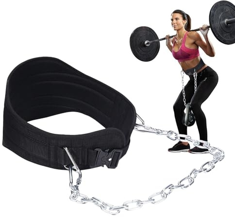 Trochate Workout Belt | Lumbar Back Support Brace | with 27.6inch Chain Weight Lifting Belts for Men | for Home Squats Lunges Deadlift Hrusters Dips Bodybuilding Workout Supports 350lbs