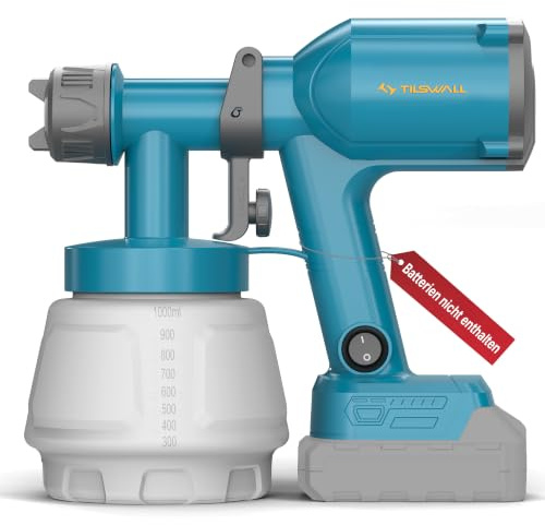 Tilswall Paint Sprayer,Upgraded Ultra-Light Electric Paint Spray Gun with 2 Nozzles & 3 Patterns Easy to Clean for Fences, Sheds, Walls, Ceilings, Furniture, Cabinets, Garden & DIY, Blue