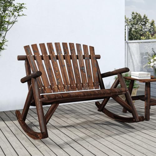 Owoxanthellate Banc à bascule 2 places en épicéa massif - 123 x 96 x 102 cm - Avec dossier Adirondack - Robuste - Pour balcon, terrasse, jardin d'hiver