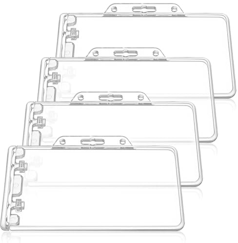 DOPENSPI 4 fundas para tarjetas de identificación, verticales con bloqueo vertical, soporte transparente para tarjetas, resistente al agua, funda protectora de plástico duro para pasaportes, tarjetas