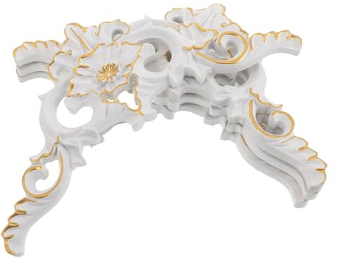 Appliques D’angle Décoratives Européennes Blanches 4 Pièces 33 Cm | Plastique Rigide, Auto-adhésives et Légères, Finition Moiteurproof, pour Murs Salons