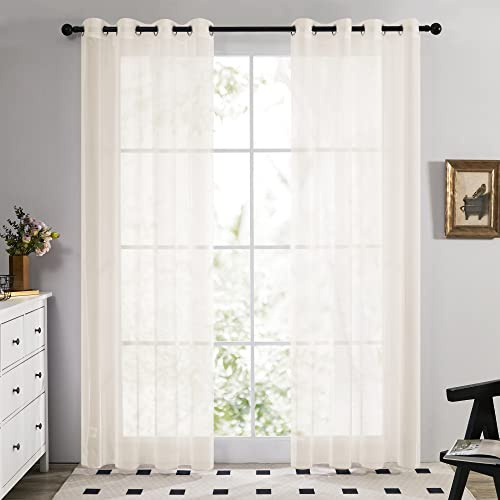 Deconovo Gardiner med öljetter, 290 x 140 cm, ljusbeige, set om 2