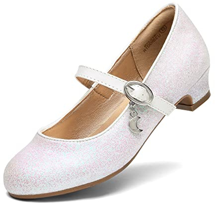 DREAM PAIRS Ballerinas Mädchen Mary Jane Flache Schuhe Ballerinas Prinzessin Schuhe Kommunionschuhe Schulschuhe Weiß 36 KFL219