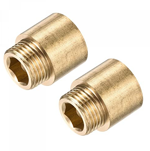 sourcing map Brass Extension Pipe Fitting 20mm G1/2 Female to Male 2Pcs | Thread Reducer Coupling Adapter Connector