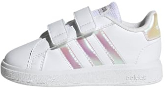 adidas Unisex Baby Grand Court Lifestyle Court Hook and Loop Shoes, Cloud White/Iridescent/Cloud White, 26 1/2 EU