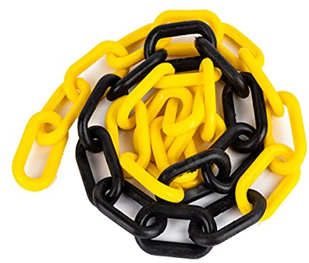 MACHSWON 10 m x 8 mm plastkedjor, barriärsäkerhet, plastkedja, varning, post-, vägkonkedja, isoleringskedjor för transportanläggning, dekorativt trädgårdsstaket, gul svart