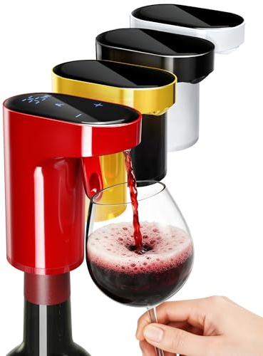 Regalo Asunción Virgen - 5en1 Decantador Eléctrico Vino y Dispensador Licor | Aireador Automático Dosif Precisión 1-999ml | Para amantes vino, whisky, anfitriones (Rojo)