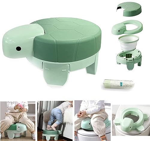 4-in-1 Töpfchentraining-Toilette, tragbares Kinder-Reisetöpfchen, faltbarer Baby-Toilettensitz mit 20 Einwegbeuteln, für Reisen, Auto, Camping, drinnen und draußen