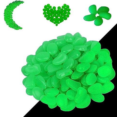 300 Pezzi Pietre Luminose da Giardino, Ciottoli Fluorescenti, Pietre Fluorescent, Ciottoli Luminosi, Ciottoli Brillanti,per Giardino,Terrario, Sentieri, Cortile, Acquario, Piscina, Verde