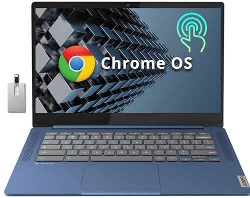 Lenovo IdeaPad Slim 3 Chromebook, 14″ FHD IPS Touchcreen Laptop, MediaTek Kompanio 520 Processor, 4GB RAM, 64GB eMMC, Webcam, Regular Keyboard, WiFi6, Chrome OS, Abyss Blue, 128GB USB