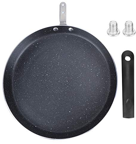 Lwuey Crêpe Pfanne Antihaft, 26cm Aluminium Pfannkuchenpfanne für Induktion Flachboden Omlett Pancake Pfanne Crêpes Eier Steak Spülmaschinenfest Temperaturanzeige Abnehmbar Griff