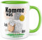 Häkeln Tasse mit Spruch - Geschenk Komme was Wolle - ich Schaf das - Kaffeetasse 330ml aus Keramik - Stricken Strickzubehör Kollegin Freundin Geschenkidee lustig Teetasse Kaffee-Becher