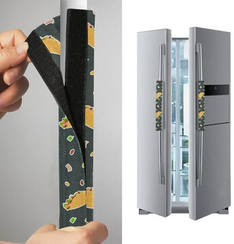 FRODOTGV Cute Mexican Tacos Fridge Handle Covers Set of 2 Proctective Appliance Handle Covers Kitchen Decor Keep Appliance Clean Off Stains Drips for Microwave Stove Stove