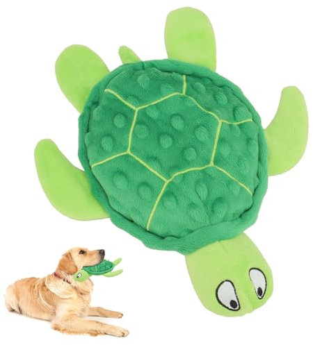 TONYFY Quietschendes Hundespielzeug,Meeresschildkröte Plüsch Hundespielzeug,Interaktives für Welpen zum Zahnen,Kauspielzeug für kleine Hunde(Grün)
