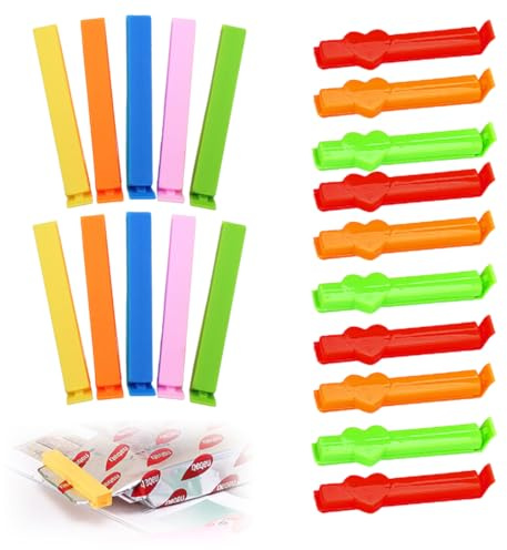 Pinzas Cocina Bolsas,20 Piezas Pinzas Bolsas Alimentos, Pinzas Cocina Bolsas, 11cm Pinzas Cierre Bolsas, Pinzas para Cerrar Bolsas de Alimentos, para Embalaje De Cocina, Caramelos, Café