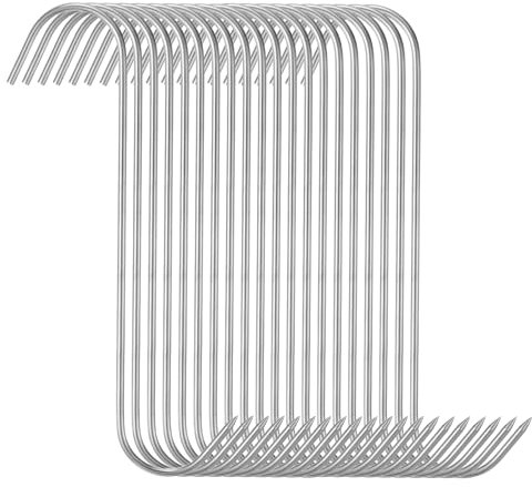 sourcing map 20 ganchos de carne de acero inoxidable de 4 mm para ahumar, gancho de carnicero para procesamiento de carne, ganchos para ahumar, asar, carne de res, costilla, barbacoa