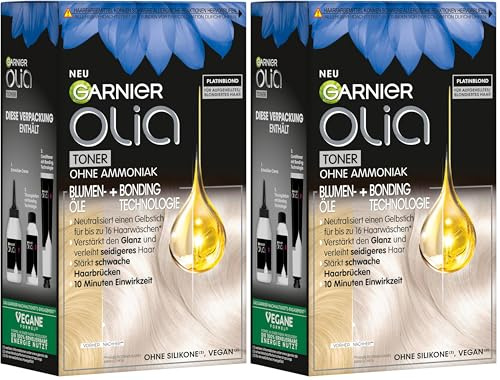 Olia Toner 10.01 Platinblond, Anti-Gelbstich Intensivtönung für Blondiertes Haar, Für Strähnchen, Balayage & Ombré, Vegane Formel ohne Ammoniak, Für strahlenden Glanz & Geschmeidigkeit (Packung mit 2)