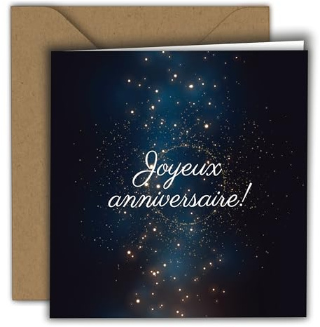 Edition Colibri Carte d’anniversaire Nuit étoilée élégante – Joyeux anniversaire! | Carte pliée (15x15 cm) – avec enveloppe kraft – Intérieur vierge