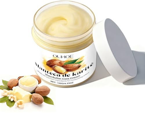 Manteca de karité 120 g, manteca de karité orgánica, crema de manteca de karité pura y natural, natural y lisa, manteca de karité adecuada para todos los tipos de piel y cabello