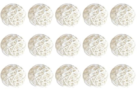 jojofuny Bolas Decorativas de Mimbre y Ratán 5 CM 15 Unidades para Manualidades Creativas Decoración Colgante Guarderías Hoteles Bares y Hogares