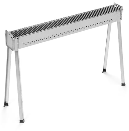 Barbecue in Acciaio Inox Professionale per Arrosticini, con Gambe Rimovibili, Griglia Lunga per Spiedini, Uso Esterno (Grande)