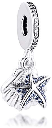 PANDOCCI 2017 Neue Sommer-Tropische Blaue Seesterne und Muschel Authentische 925 Sterlingsilber -Anhänger-Korn-Schmucksache -Pass für Pandora Armbänder